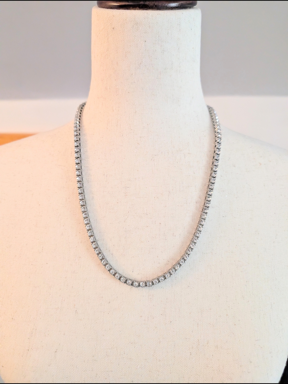 22" Silver and Moissanite Tennis necklace  - Bridesmaid Necklace - Picture 3 of 6